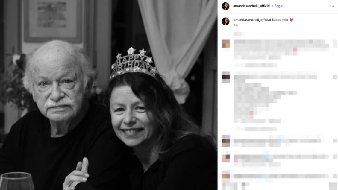 Amanda Sandrelli saluta papà Gino Paoli: 'Babbo mio' e un cuore rosso